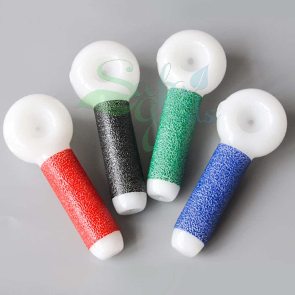 5 Inch Textured Glass Hand Pipes Bundle of 2